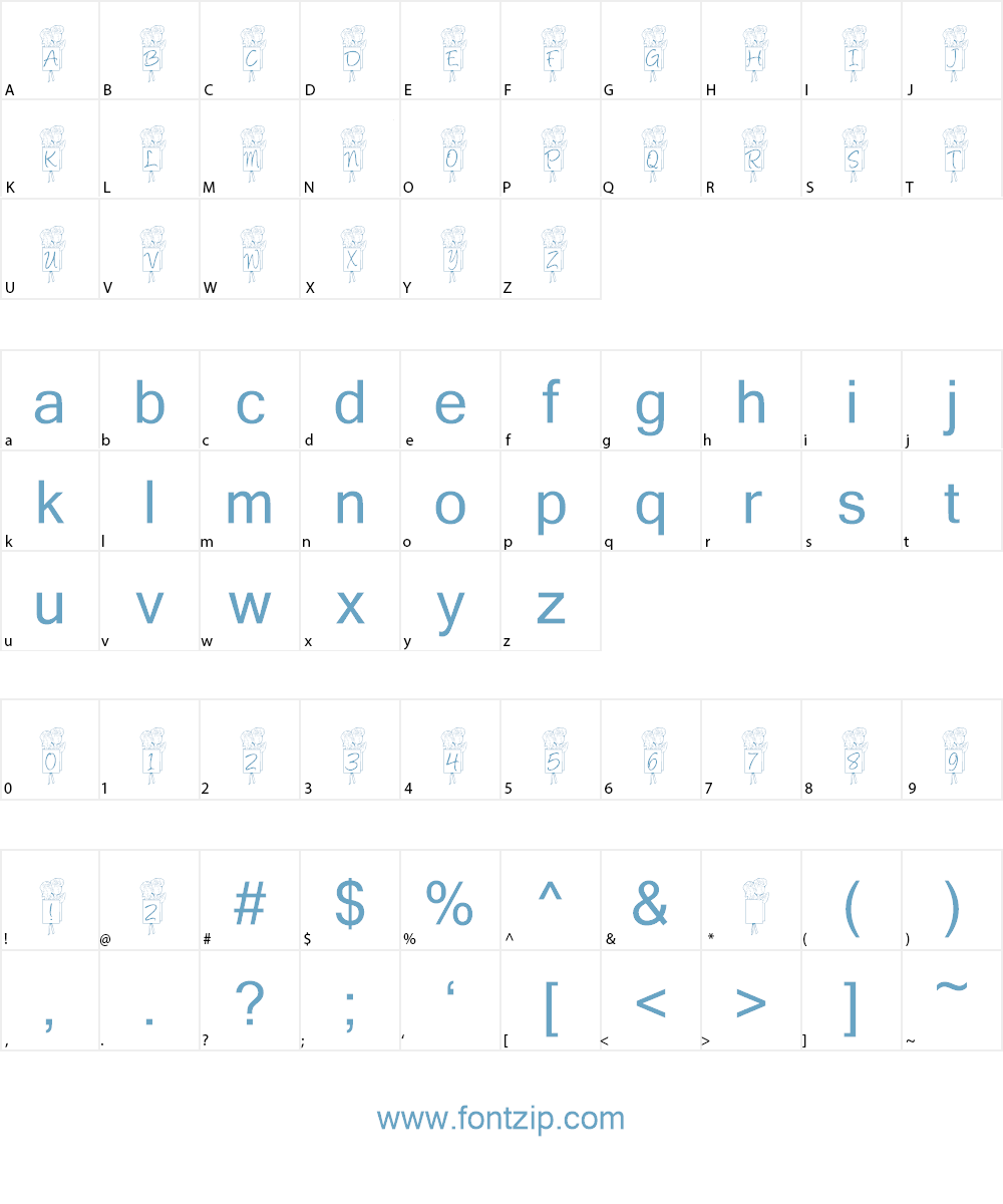 KR Ronny's Rose Font Character